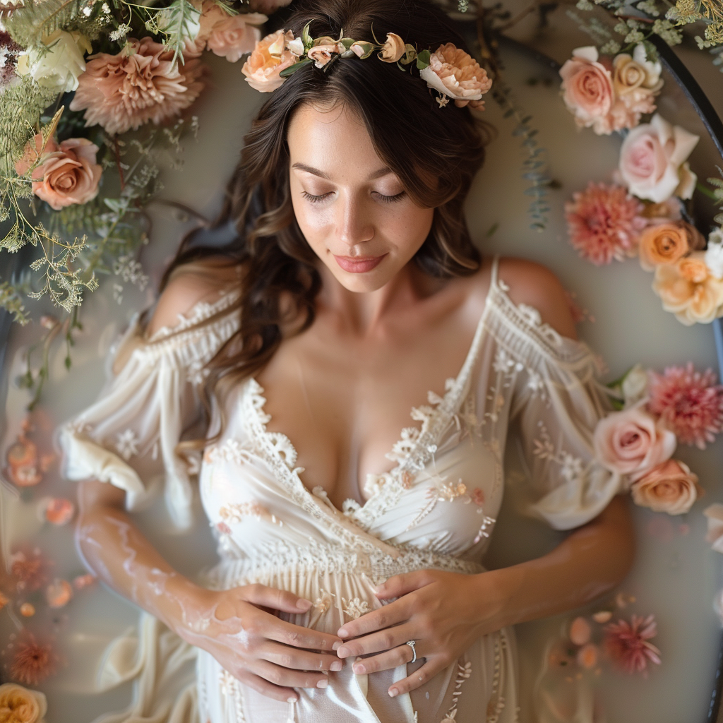 Capturing the Beauty of Pregnancy with A Milk Bath Maternity Photoshoot
