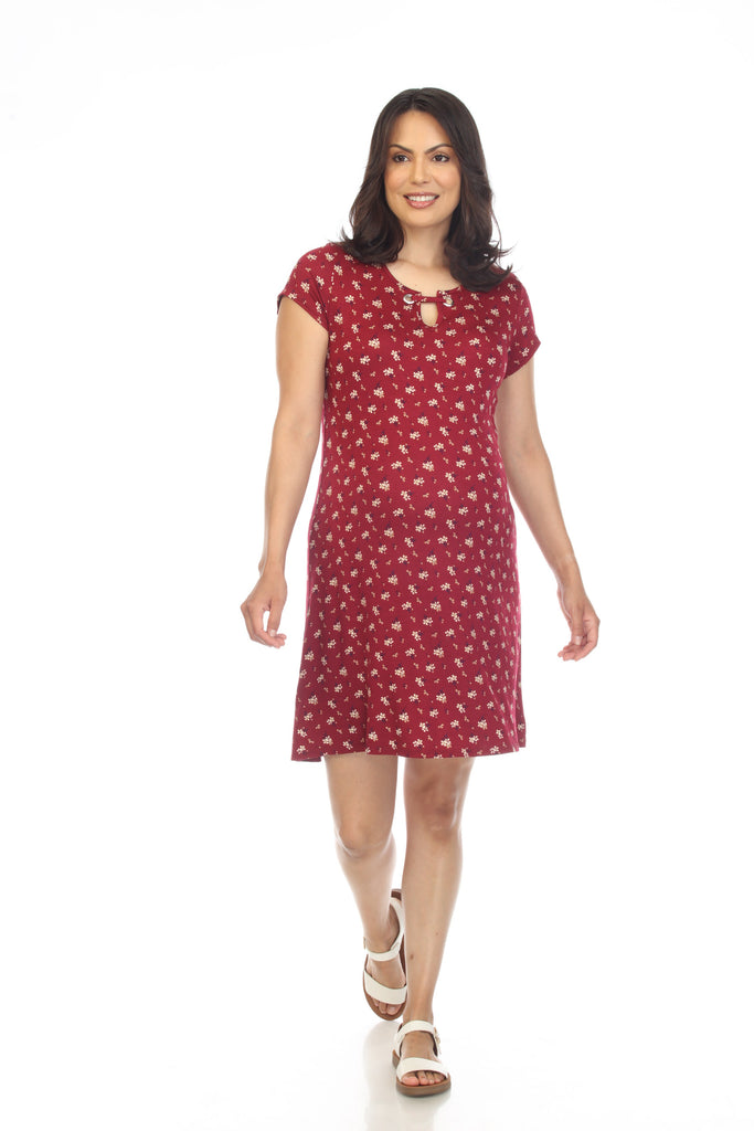 Red Calico Floral Maternity Dress - MaternityDresses.com