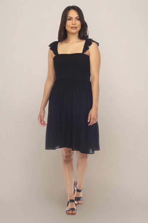 Basic Black Off Shoulder Maternity Dress Front