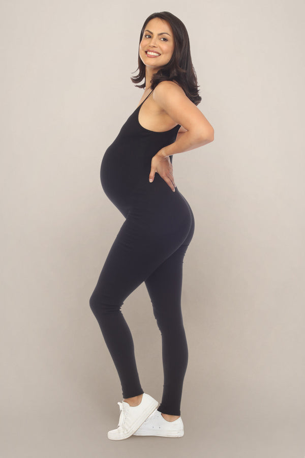 Casual Black Jumpsuit Maternity Dress Side