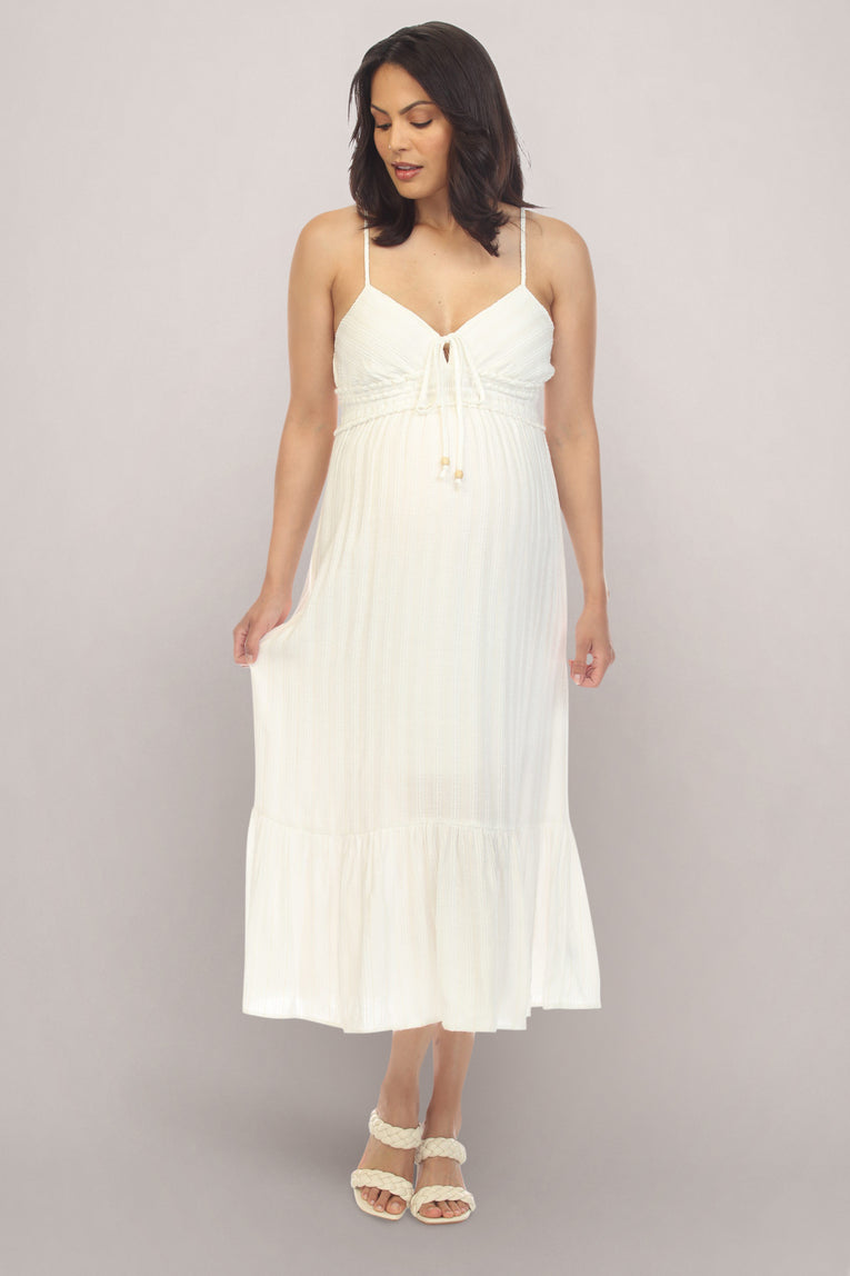 Cream White Maternity Dress Front
