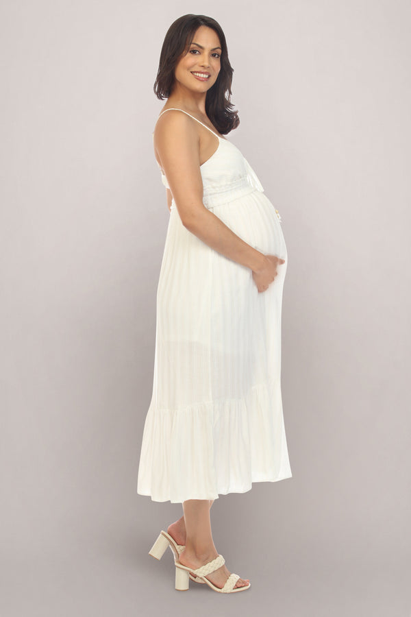 Cream White Maternity Dress Side