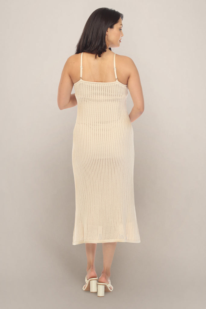 Ivory Knitted Maternity Dress Back