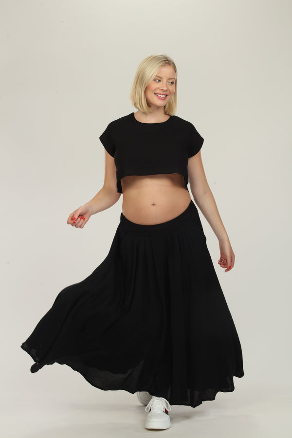 Jet Black Blouse And Skirt Maternity Dress Front