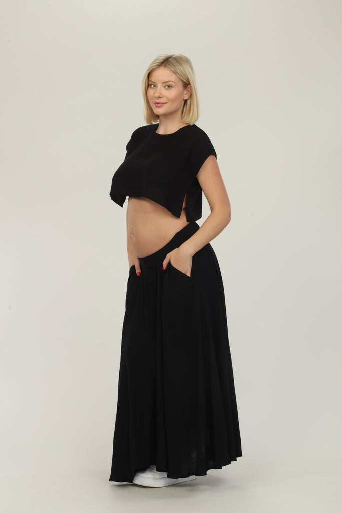 Jet Black Blouse And Skirt Maternity Dress Side