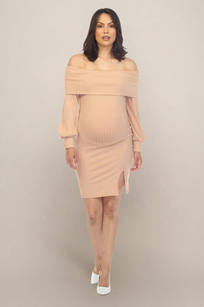 Khaki Split Maternity Dress