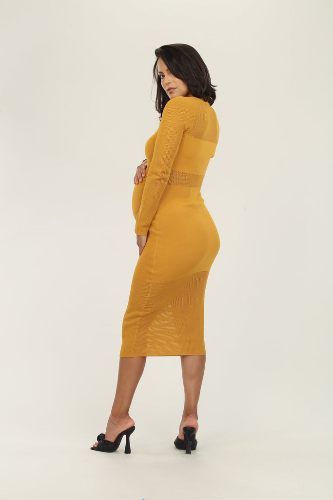 Mustard Maternity Dress Back