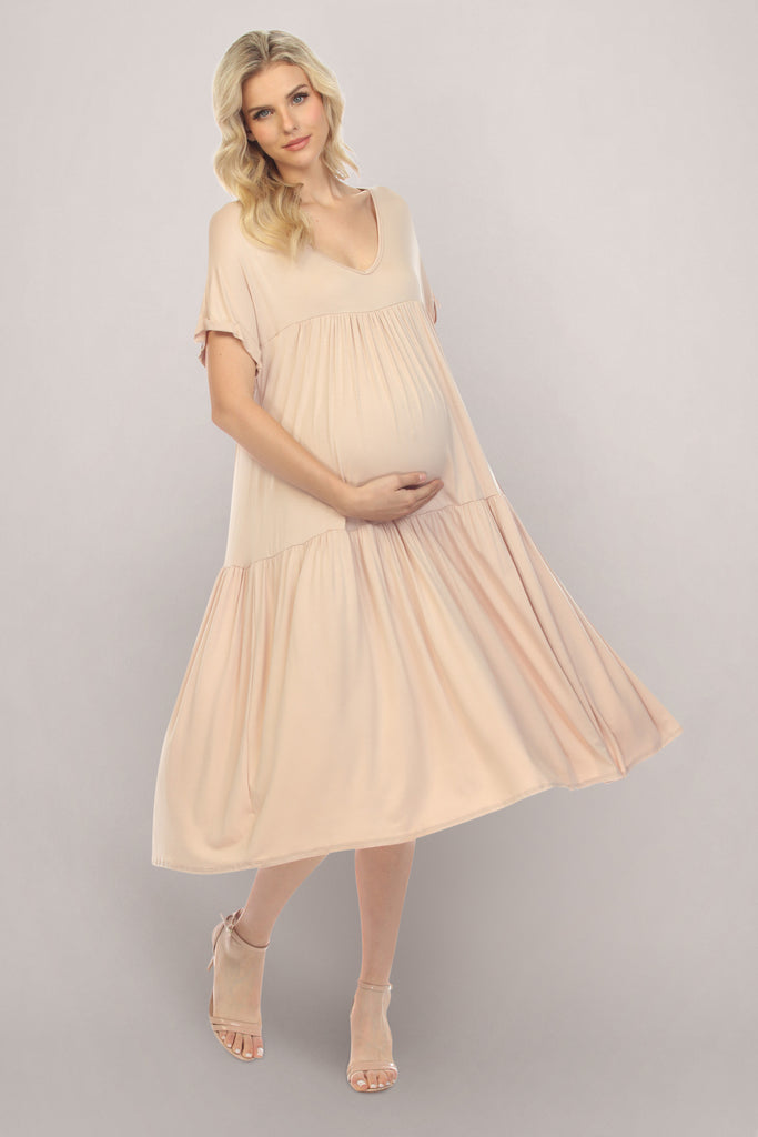 Neutral Maternity Dress Front