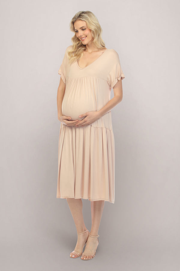 Neutral Maternity Dress Tilt