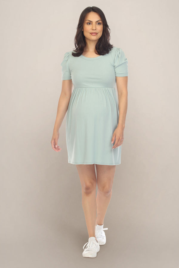 Plain Mint Maternity Dress Front