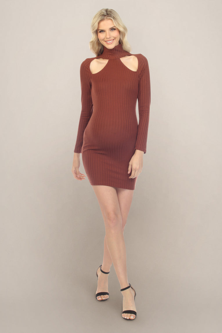 Red Brown Maternity Dress Front View