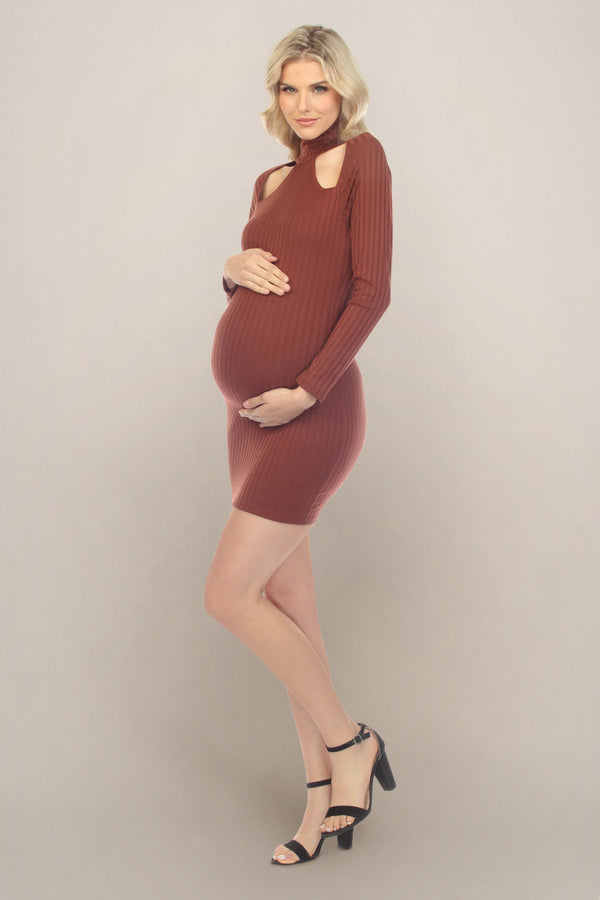 Red Brown Maternity Dress Side View