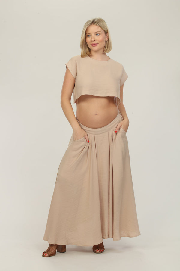 Stone Blouse And Skirt Maternity Dress Front